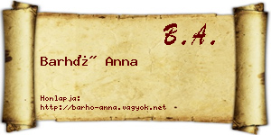 Barhó Anna névjegykártya