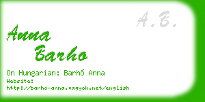 anna barho business card