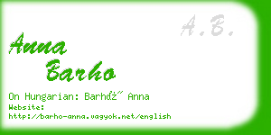 anna barho business card